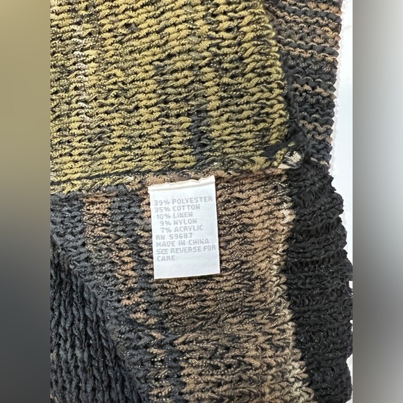 CURIO NY‎ Black and taupe blended open knit sweater size L - Picture 10 of 13